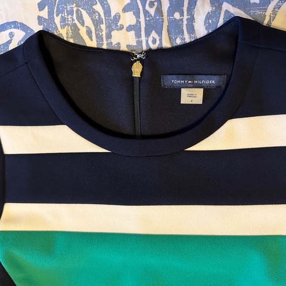 Tommy Hilfiger Striped Sheath Dress - Navy/Green/White Size 4 - Picture 2 of 4